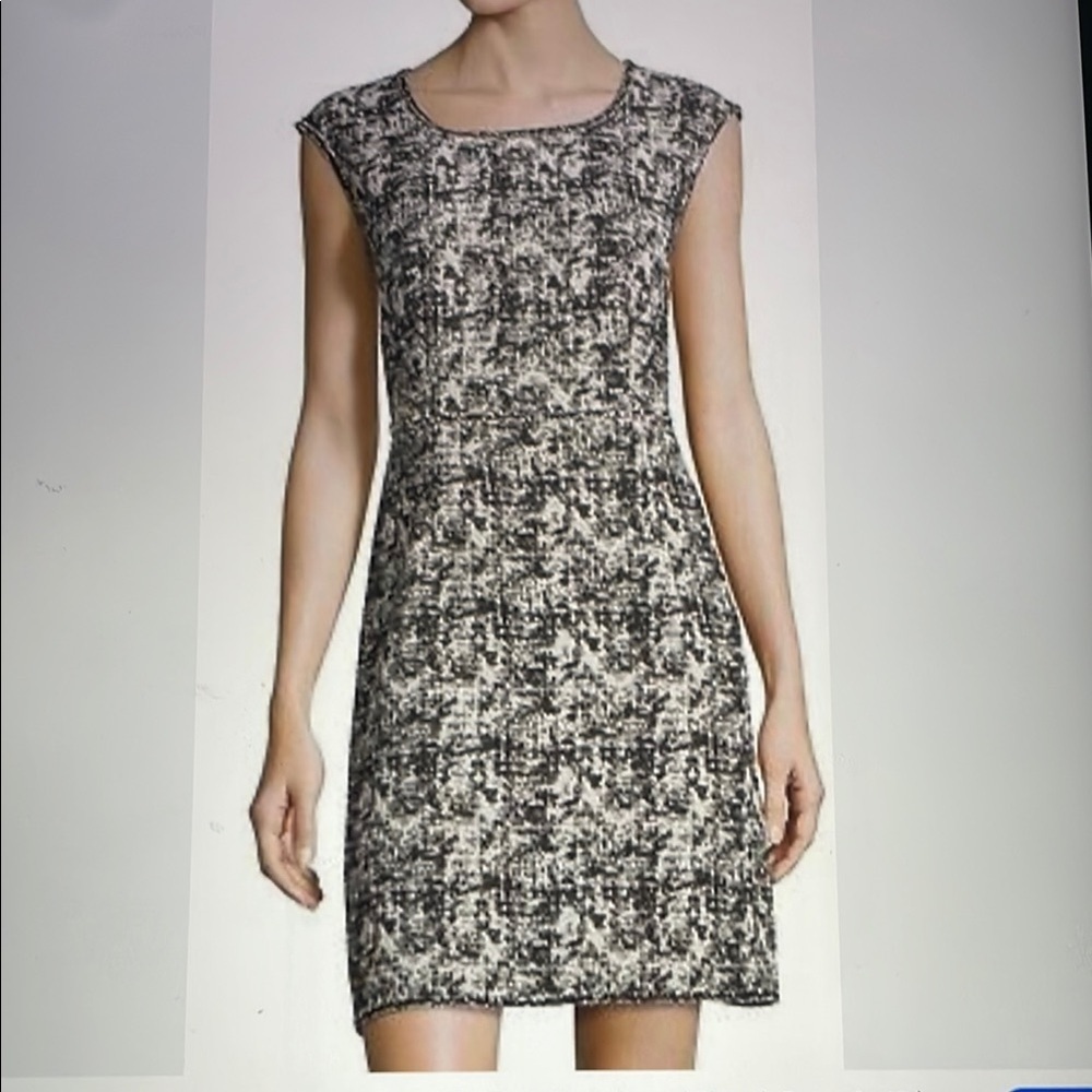 NWT Max Studio Career Dress Scoop Neck Cap Sleeve Tweedy Jacquard Size 10